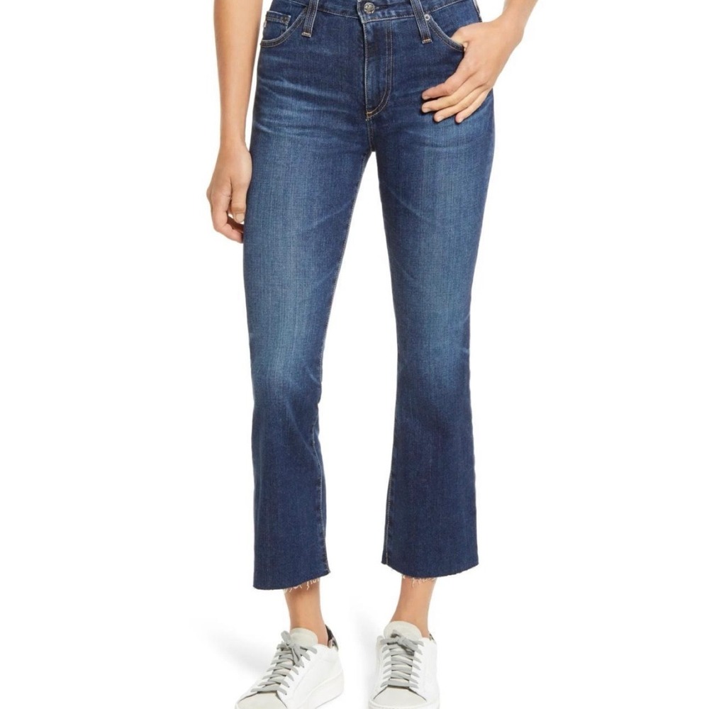 AG Adriano Goldschmied The Jodi Crop High Rise Slim Flare Jeans Blue Size 29R